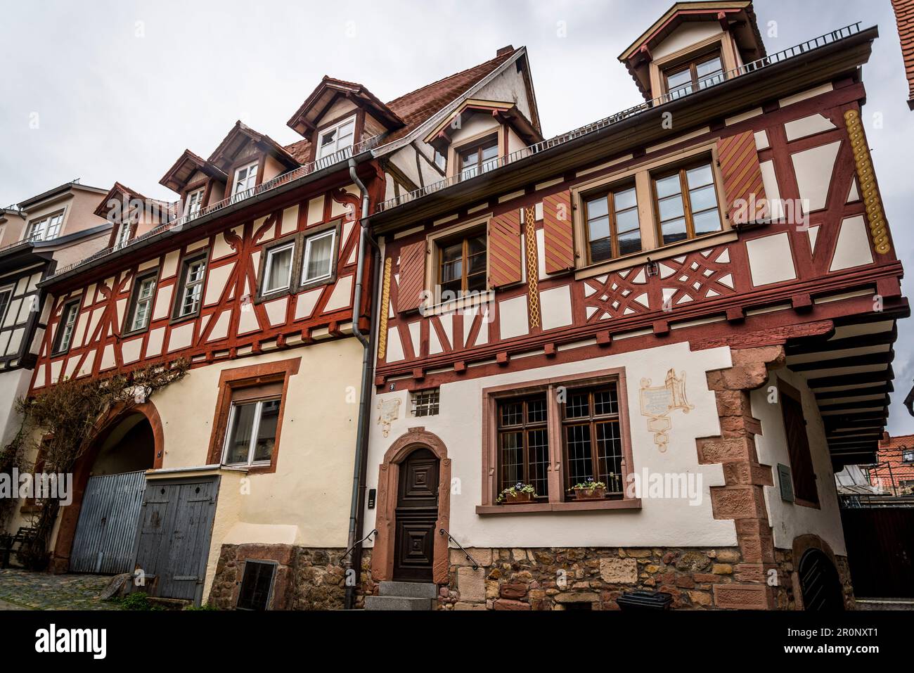 Old traditional medieval architecture with exposed beams, Weinheim