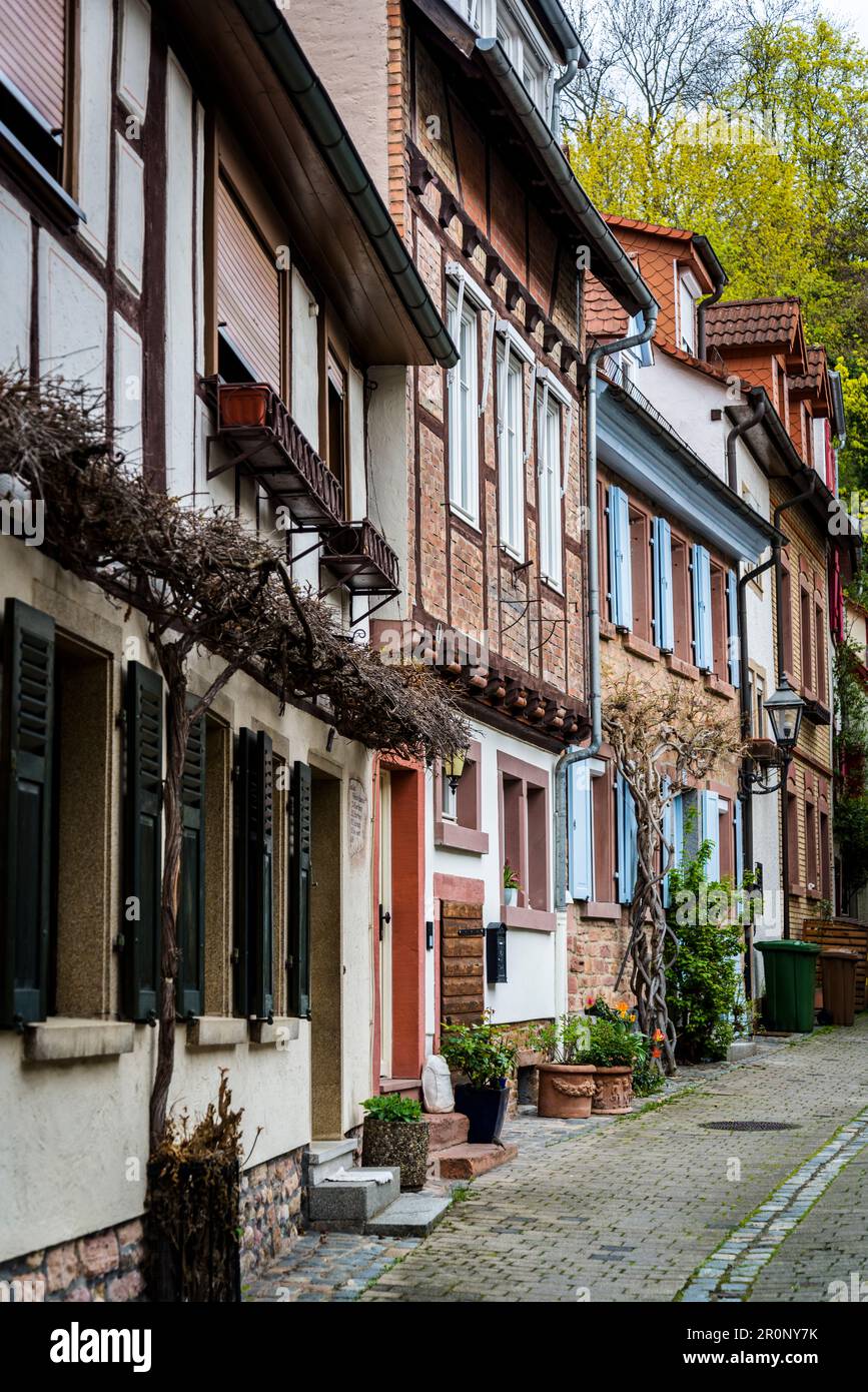 Street with the old traditional houses, Weinheim, BadenWürttemberg