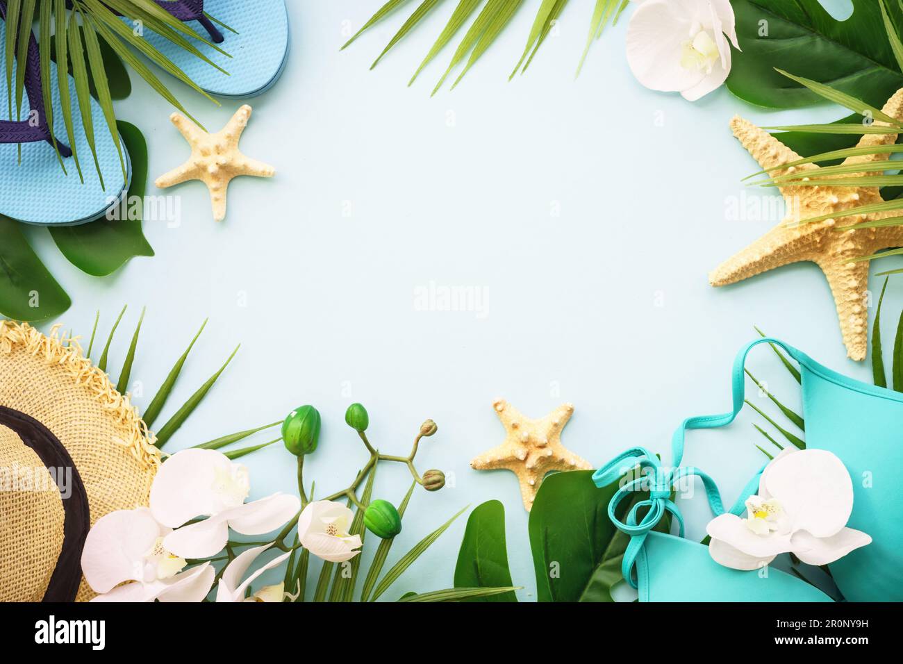 Summer flat lay background, sea vacation on white Stock Photo - Alamy