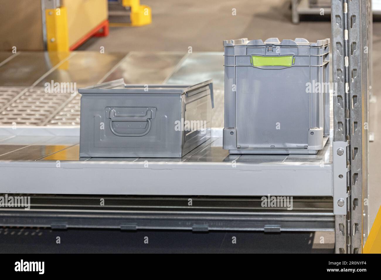 Bright Yellow Racking Corner Post Protector in Warehouse Stock Photo ...