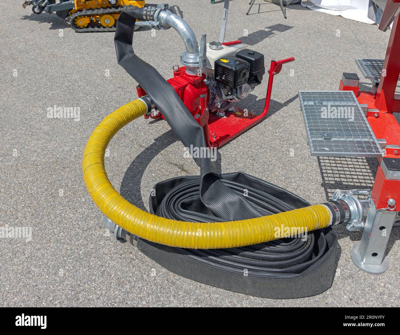 Petrol Powered Water Pump With Hose Agriculture Equipment Stock Photo