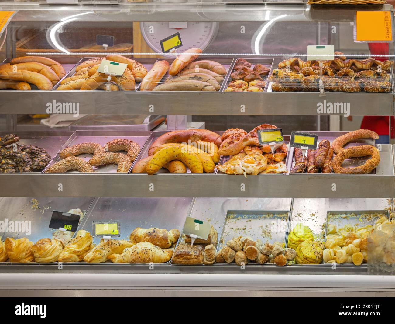 Freshly Baked Pastry Products in Display Counter at Bakery Store Stock ...