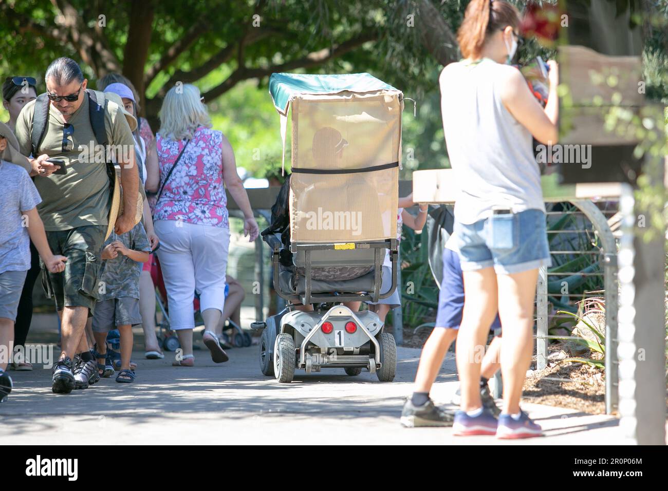San Diego, California, United States 09232021 A view of a guest using a electric wheelchair