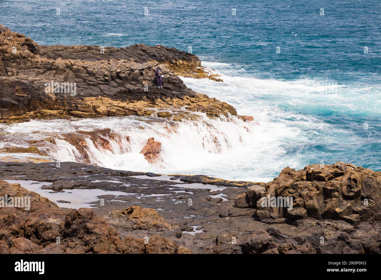 Rocks and surf at the Mirador el Bufadero de La Garita, Las Palmas, Gran Canaria, Spain Stock Photo