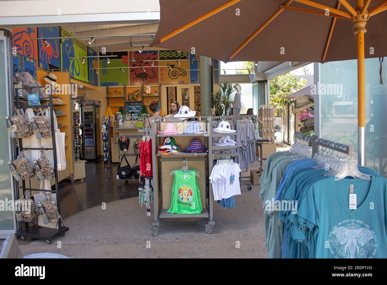 San Diego, California, United States - 09-23-2021: A view of an open gift shop seen at the San Diego Zoo. Stock Photo