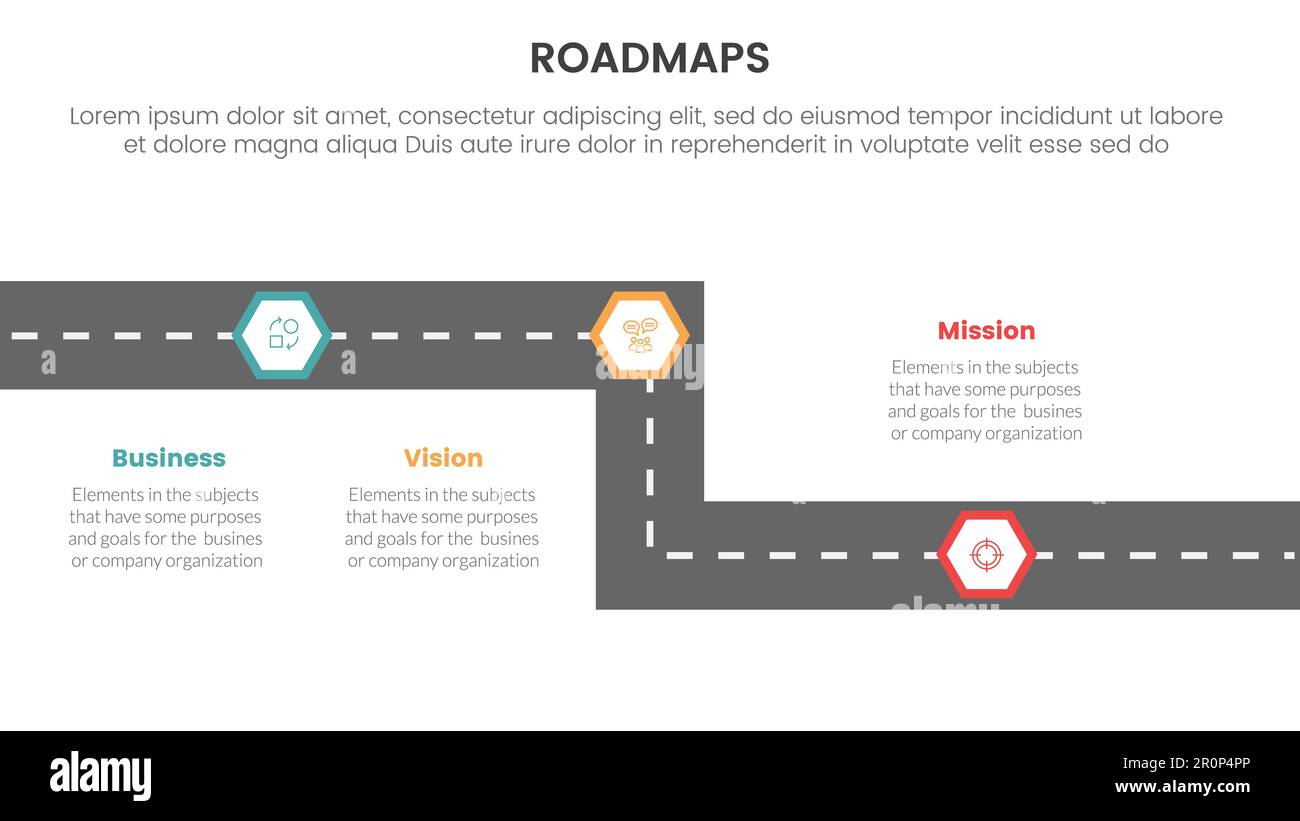 business roadmaps process framework - Business Roadmaps Process Framework Infographic 3 Stages With Straight Road Way Honeycomb Shape And Light Theme Concept For Slide Presentation Vector 2R0P4PP 