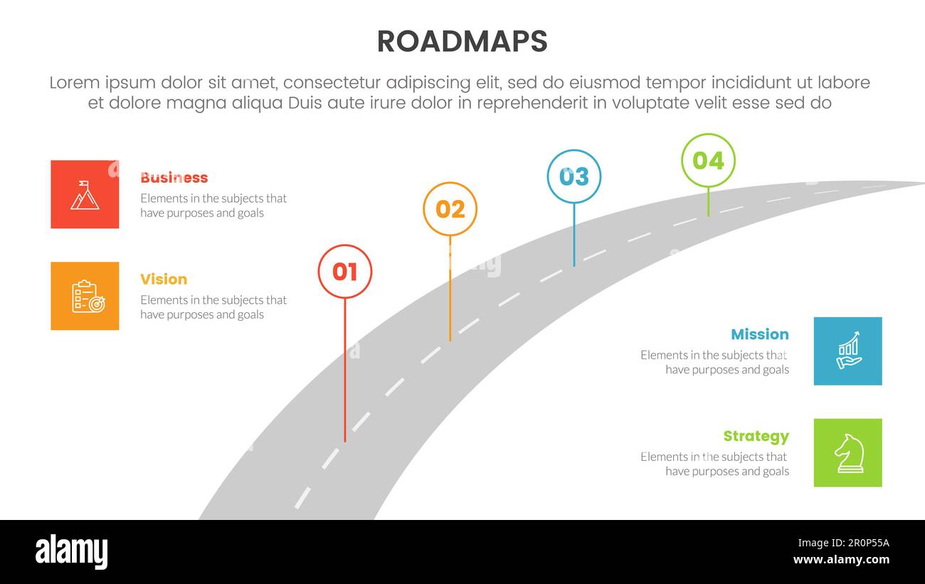 business roadmaps process framework - Business Roadmaps Process Framework Infographic 3 Stages With Long Highway Road And Light Theme Concept For Slide Presentation Vector 2R0P55A 