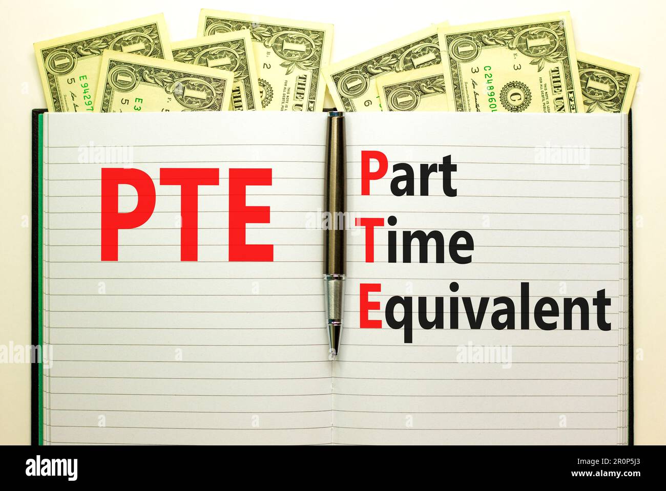 PTE Part time equivalent symbol. Concept words PTE Part time equivalent
