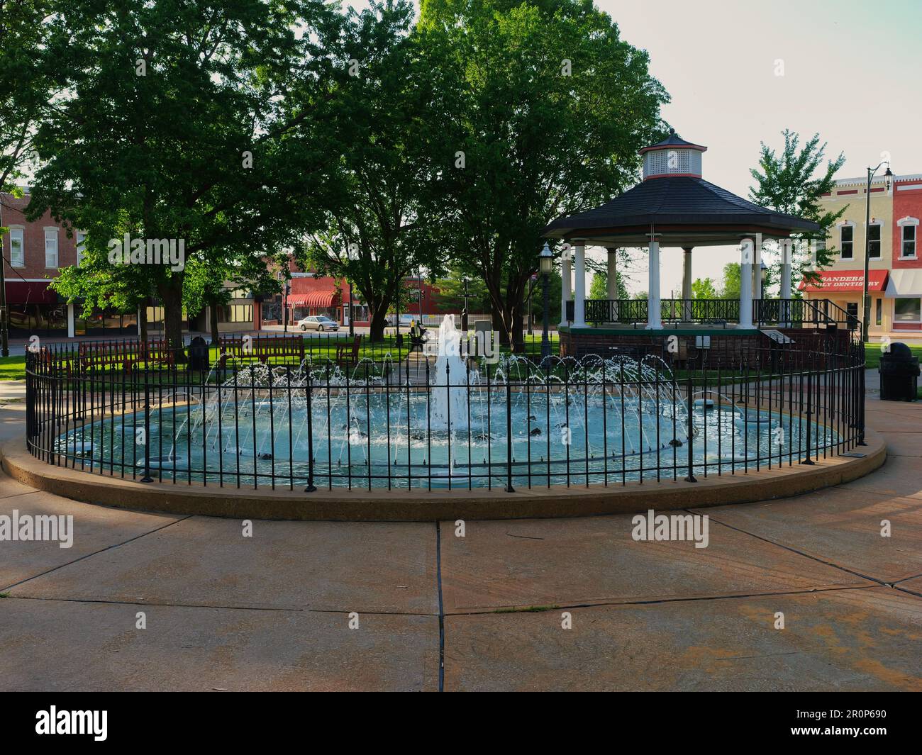 Paola, Kansas May 8, 2023 Fountain and Gazebo at Paola City Park