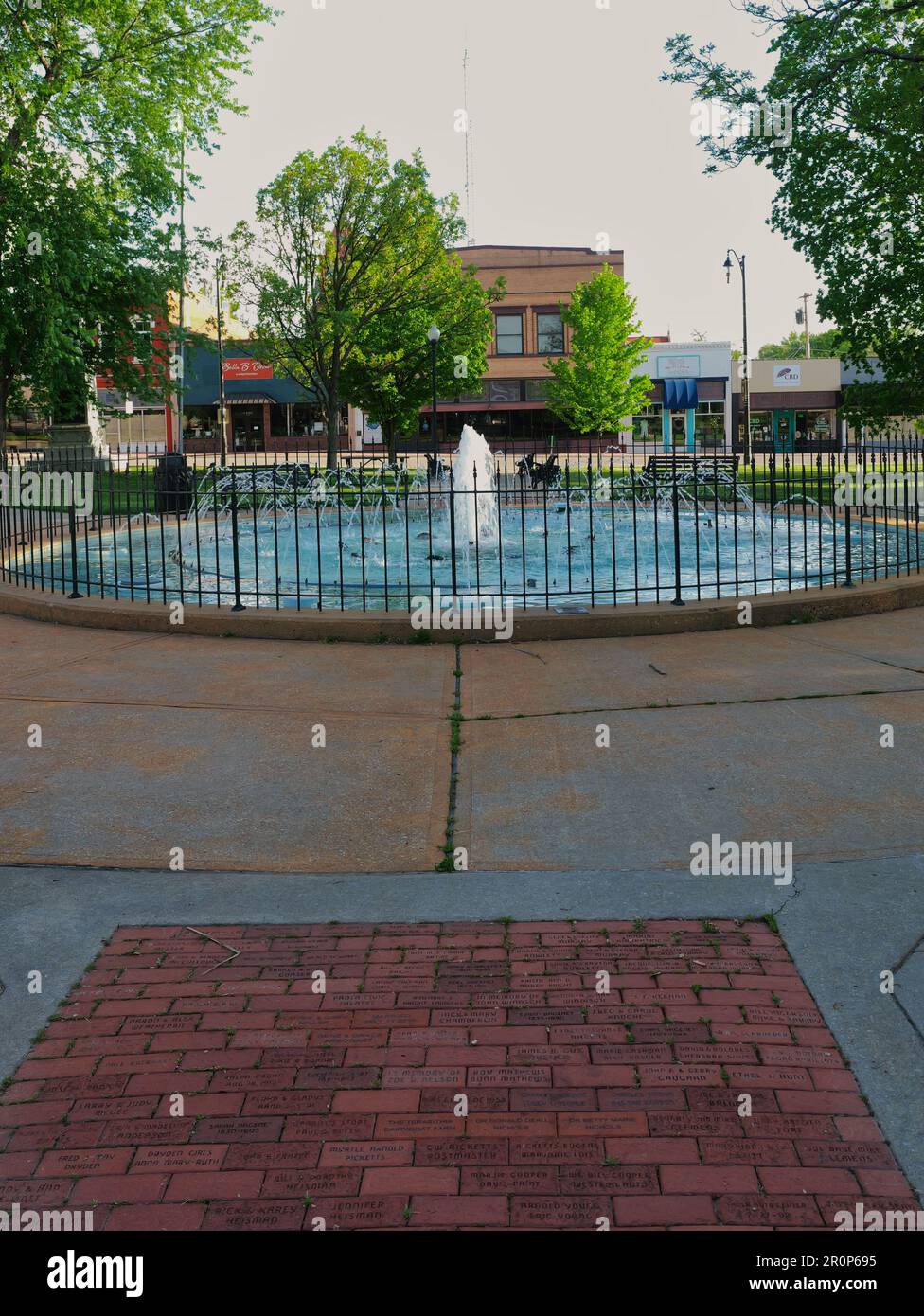Paola, Kansas May 8, 2023 Fountain and Gazebo at Paola City Park