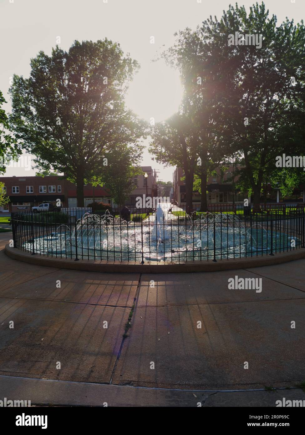 Paola, Kansas May 8, 2023 Fountain and Gazebo at Paola City Park