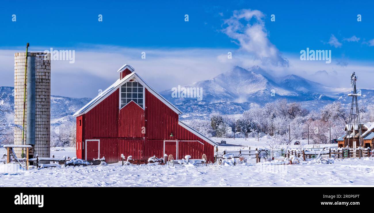 The bright red Stroh/Dickens barn and a windmill from the Agricultural