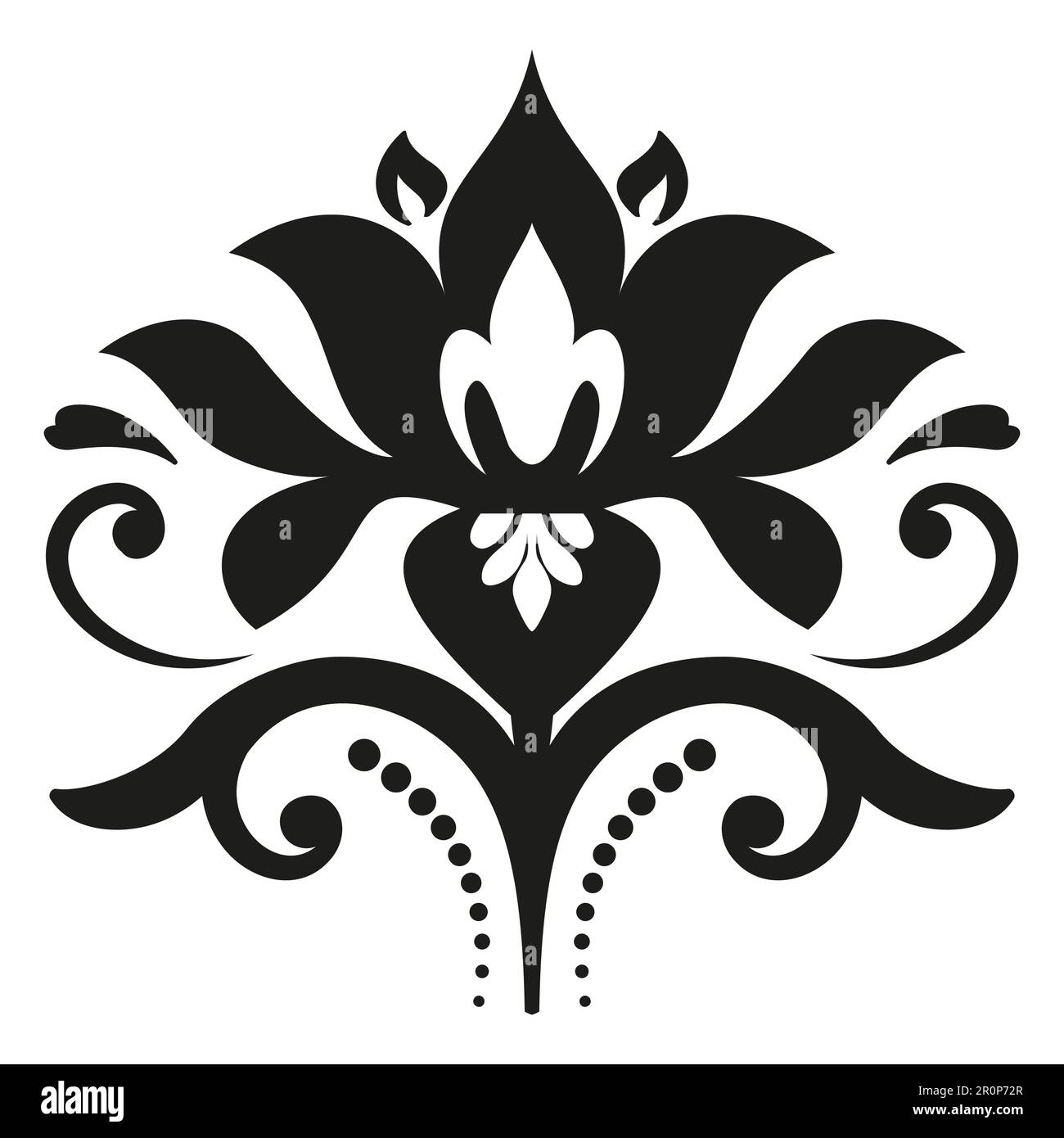 Floral vector pattern with arabesques. Abstract classic