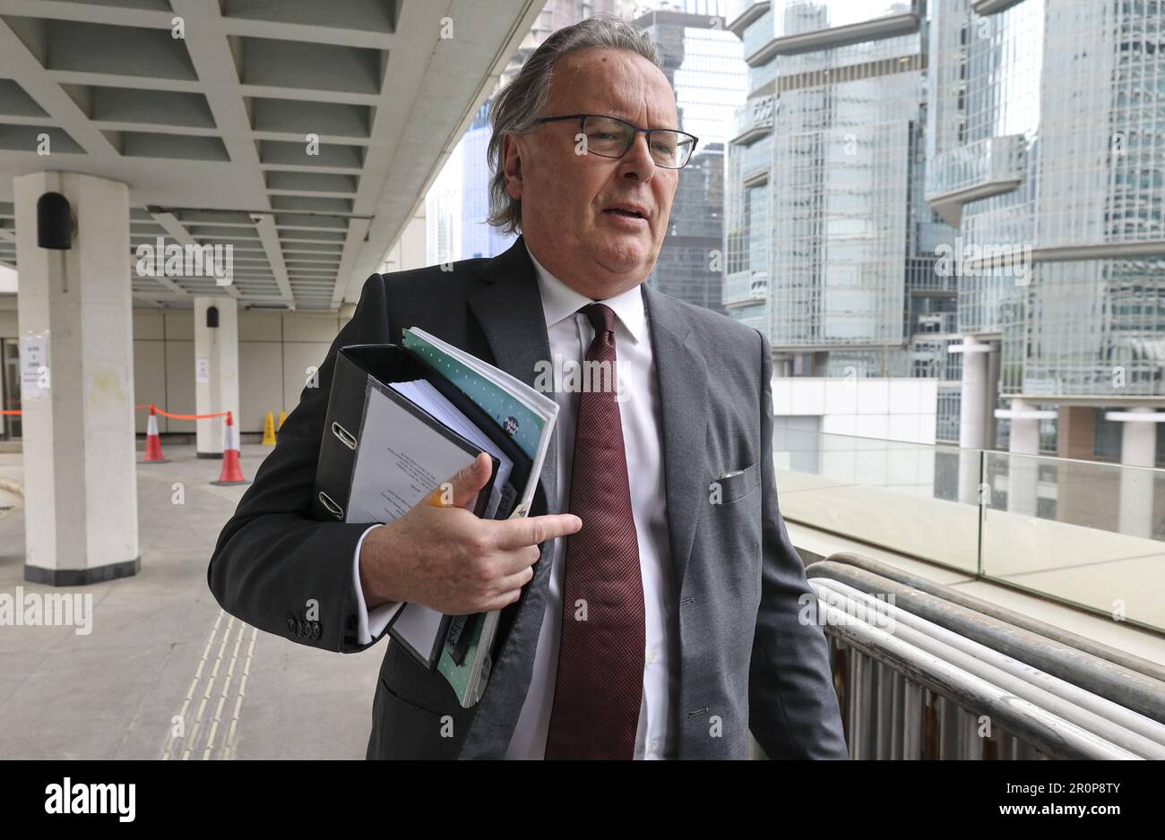 Barrister Tim Owen, leaves High Court. OwenHH participation (in  publishing tycoon Jimmy Lai Chee-ying's national security case)  was at first approved by the High CourtHH chief judge. 02MAY23 SCMP/Edmond So Stock Photo