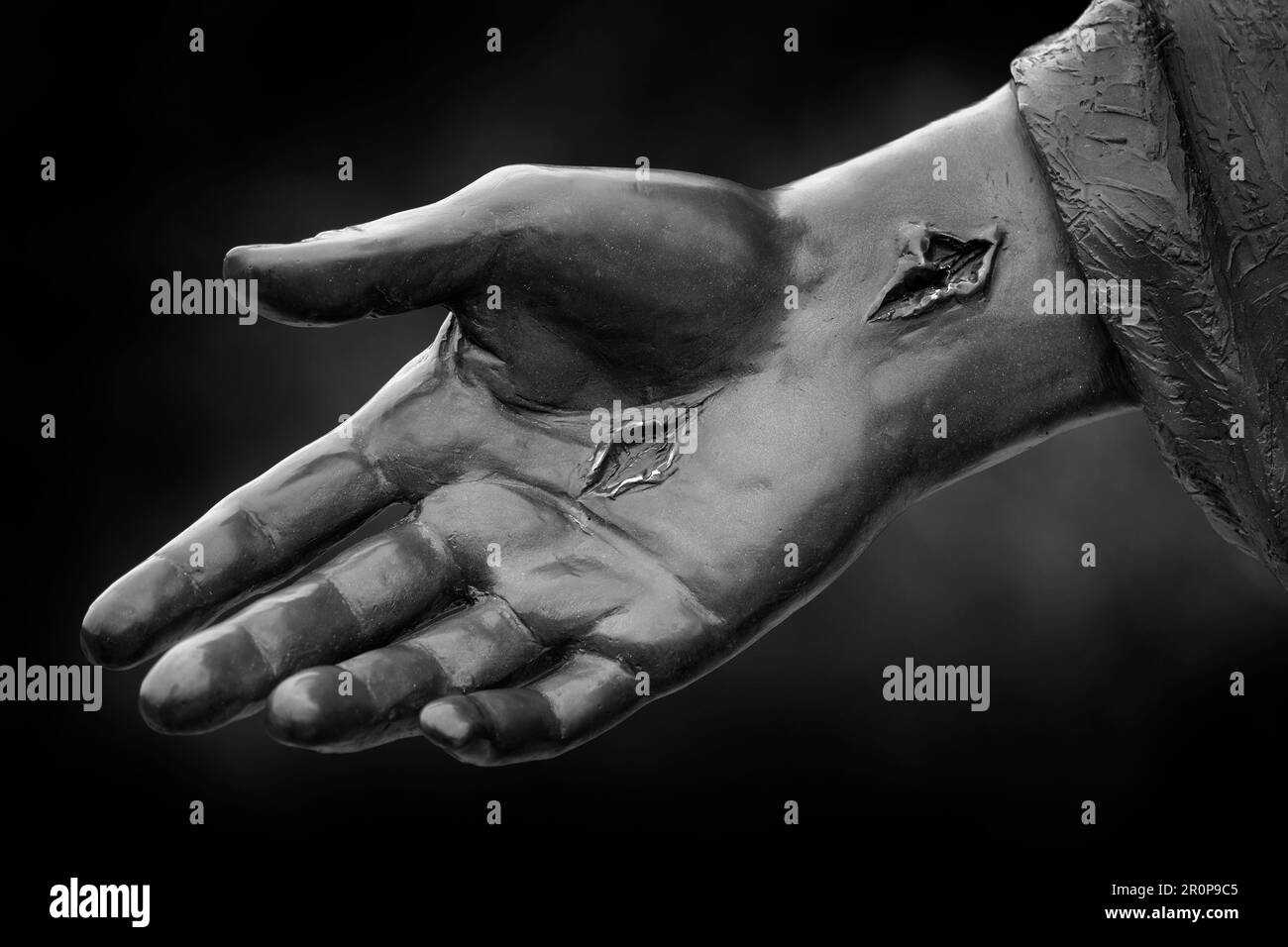 Statue of Jesus Christ the Savior of the World with nail marks from