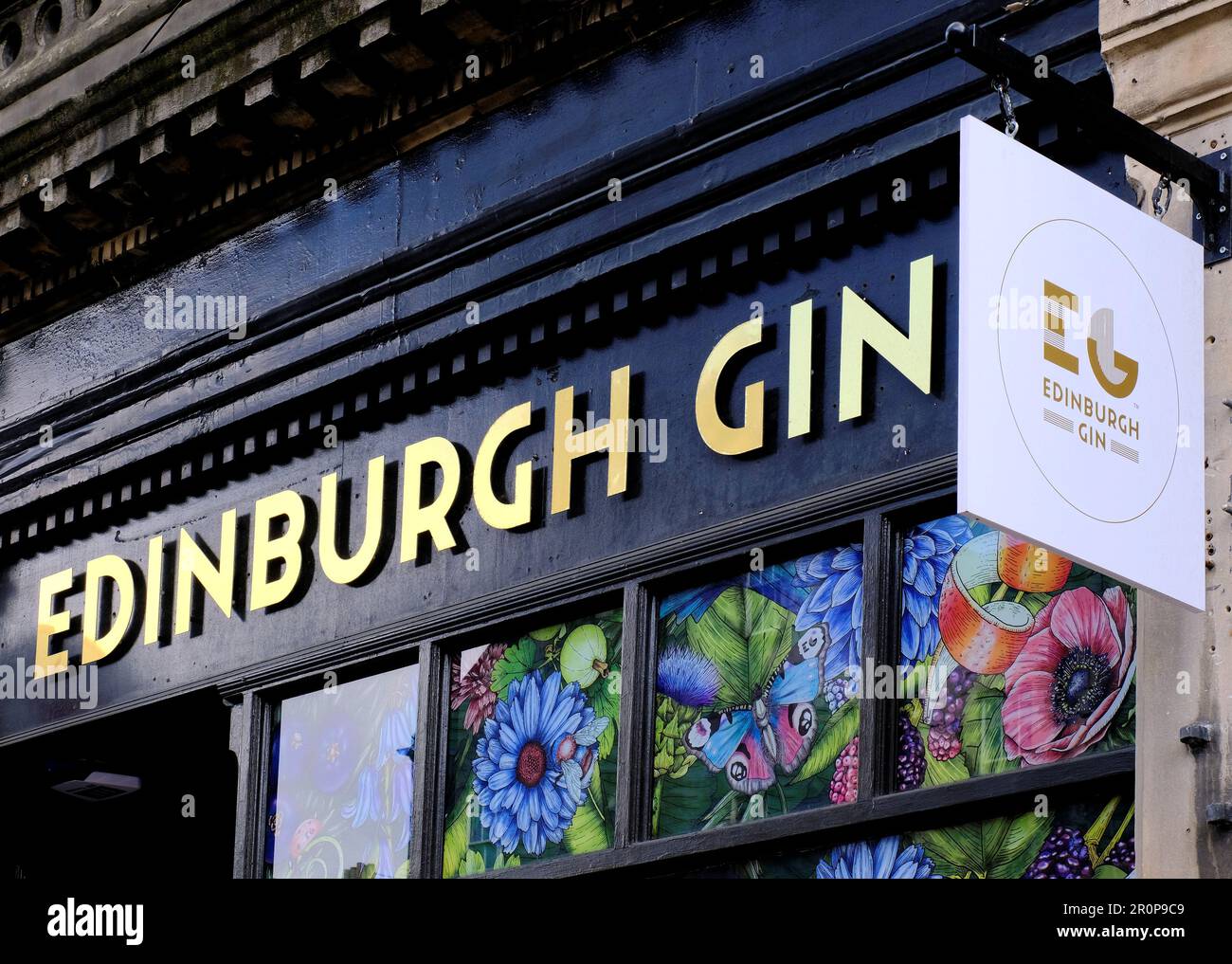 Edinburgh Gin shop sign, retailer of speciality Gins, Hanover Street
