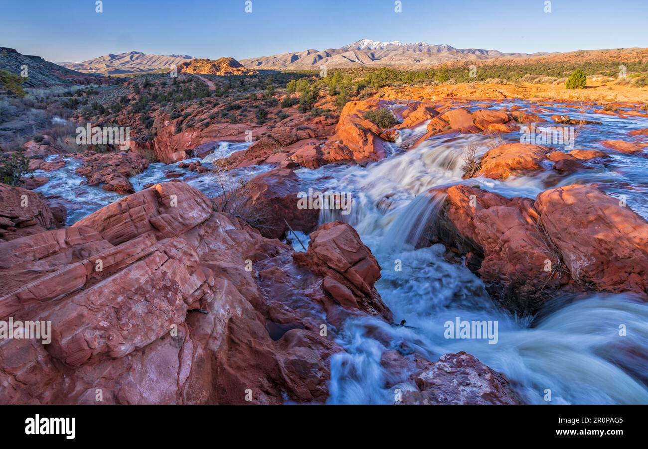 First morning light Gunlock Falls, captured near the top of the