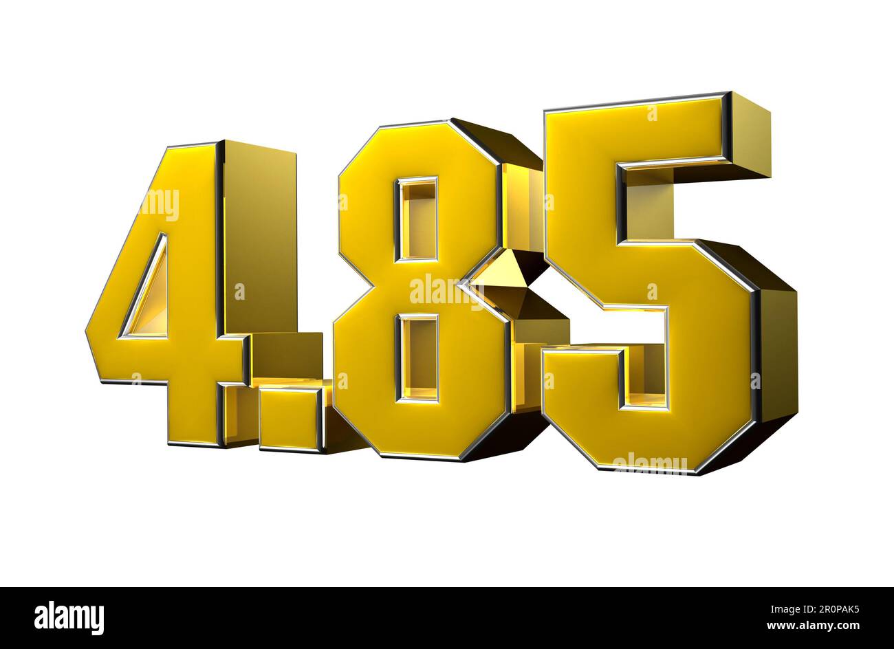 Number 4.85 interlocked in gold 3D illustration on white background ...