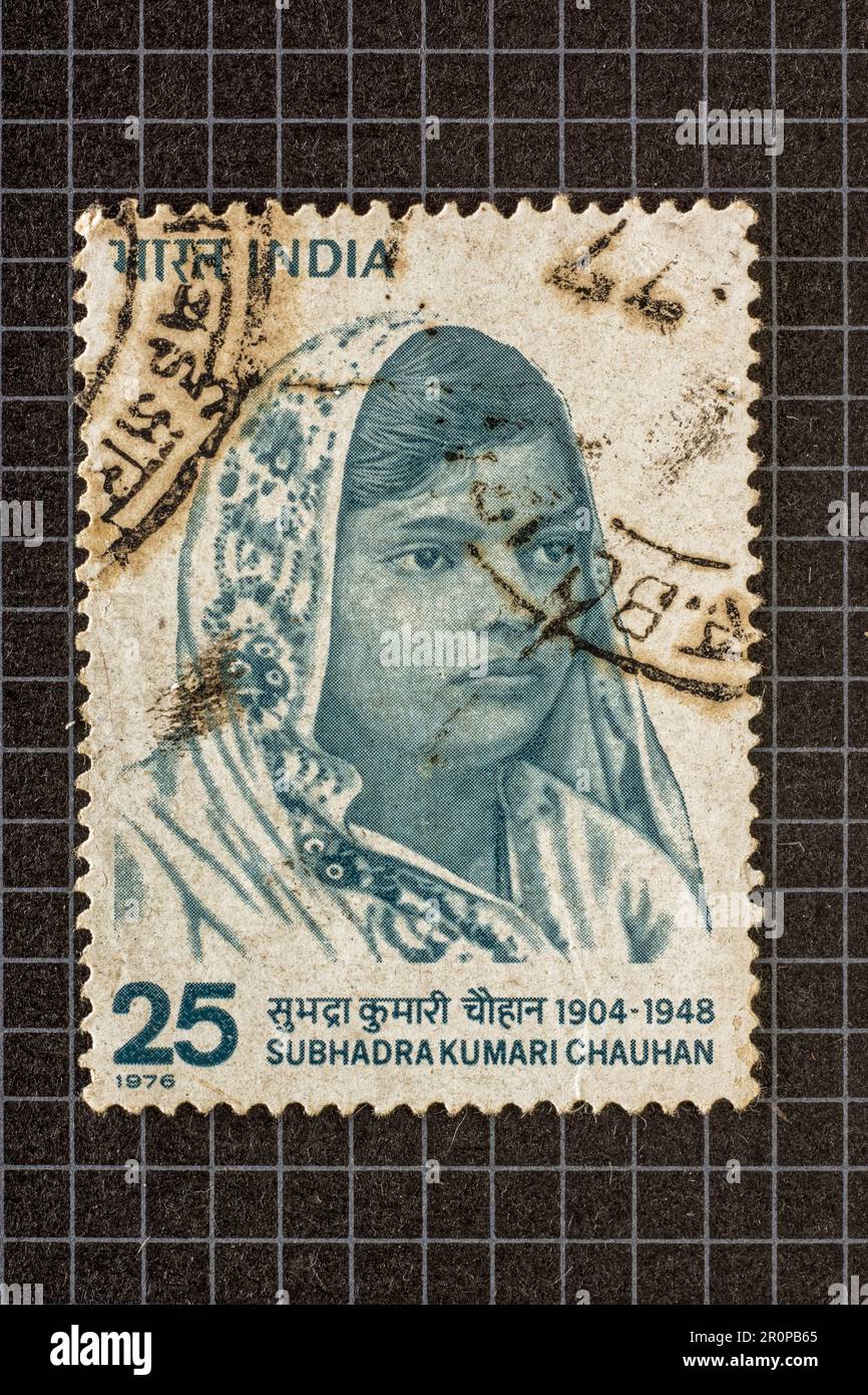 09 25 2013 Vintage Postal Stamp of Subhadra Kumai Chauhan 1904-1948  Studioshot Lokgram Kalyan Maharashtra India. Stock Photo