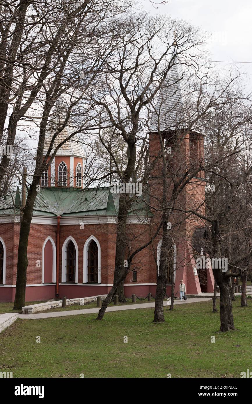 Orthodox Church of Saint John on Kamenny Island in neogothic style, St. Petersburg; Russia Stock Photo