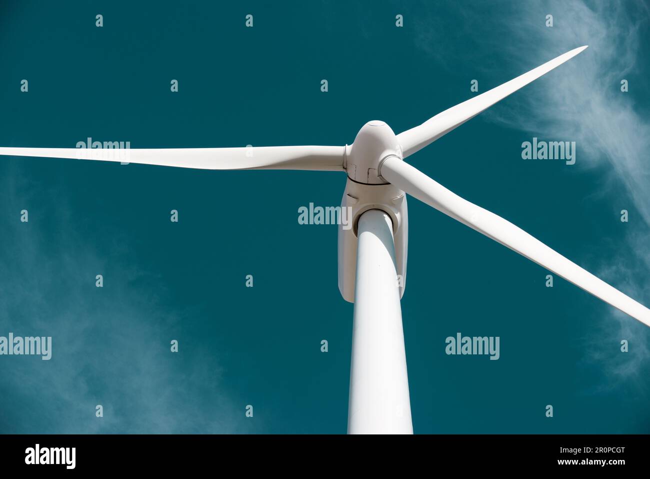 Wind turbine generator for clean electrical energy production in Province, Aragon in Spain Stock - Alamy