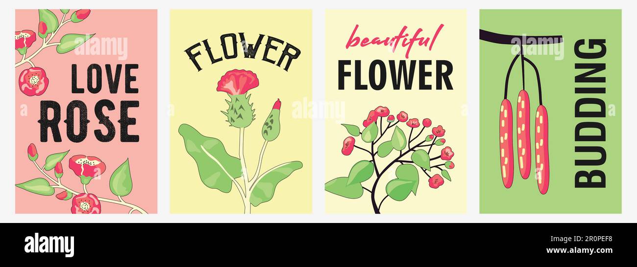 Creative posters design with pretty flowers Stock Vector