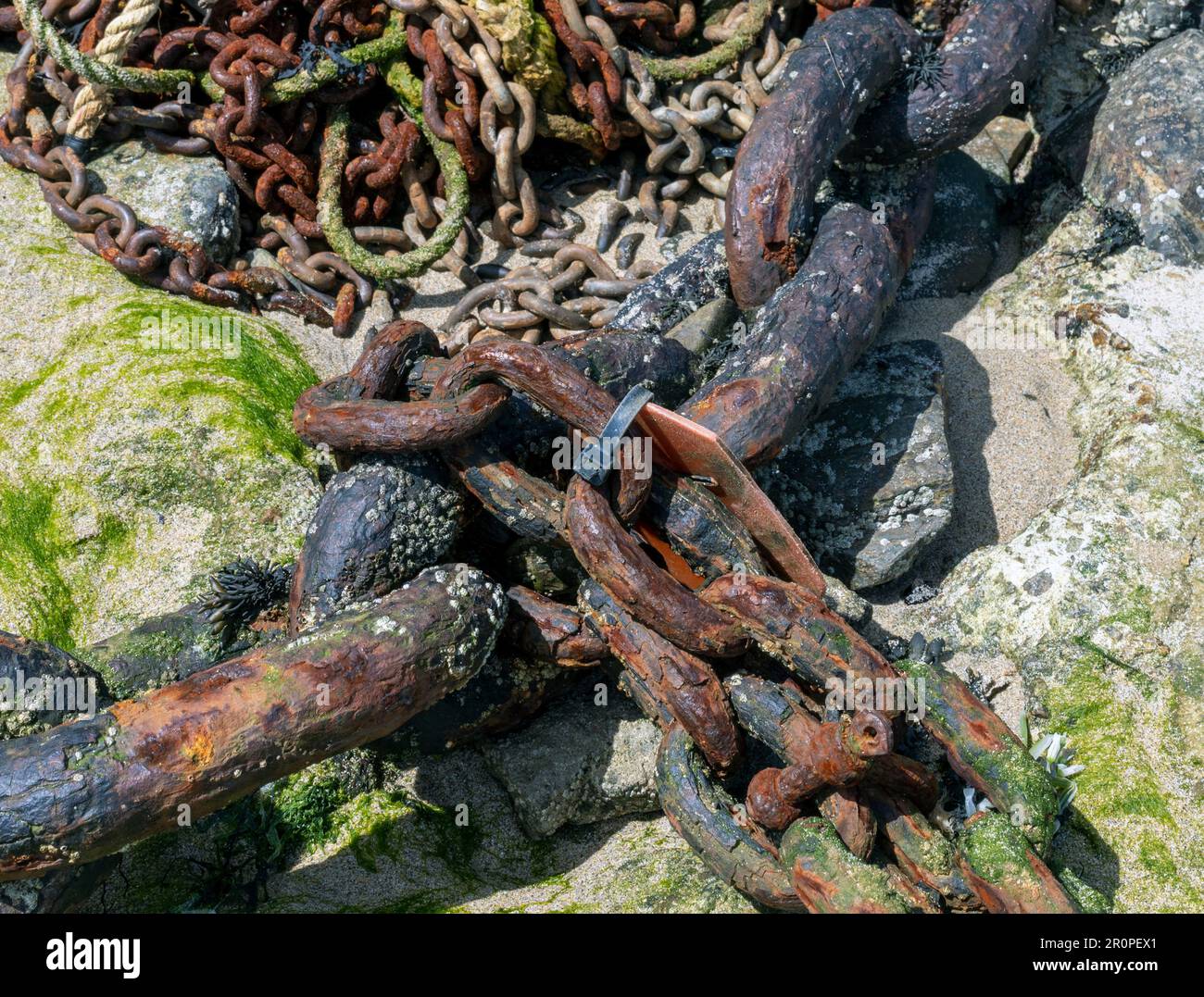 Rusty Mooring chains Stock Photo