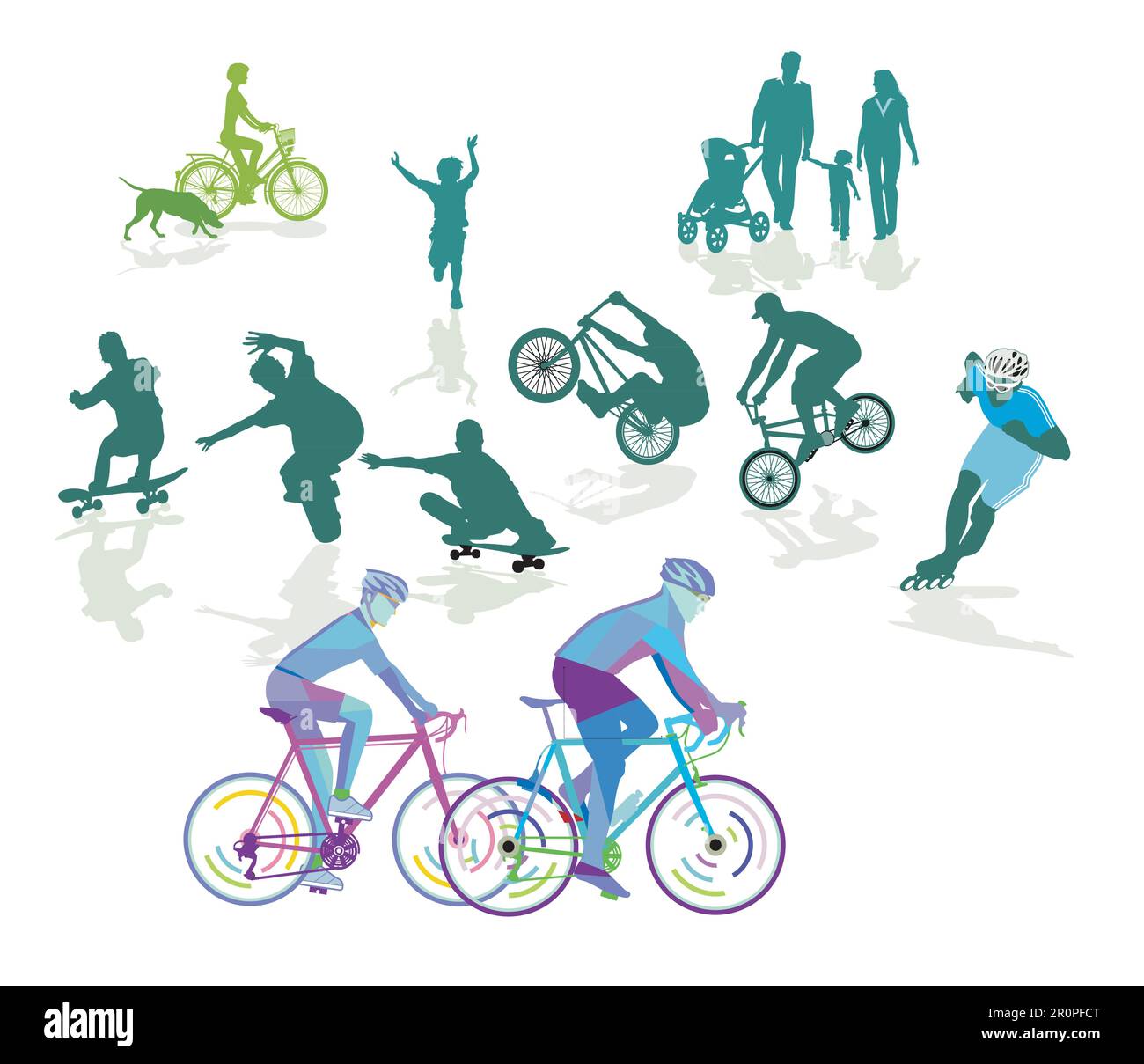Skating and roller skater, road bike sport illustration Stock Vector Image & Art Alamy