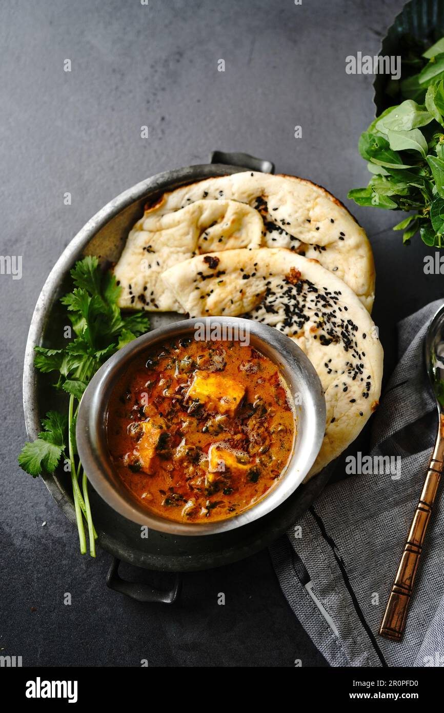 Methi malai paneer Fenugreek leaves cottage cheese masala served with