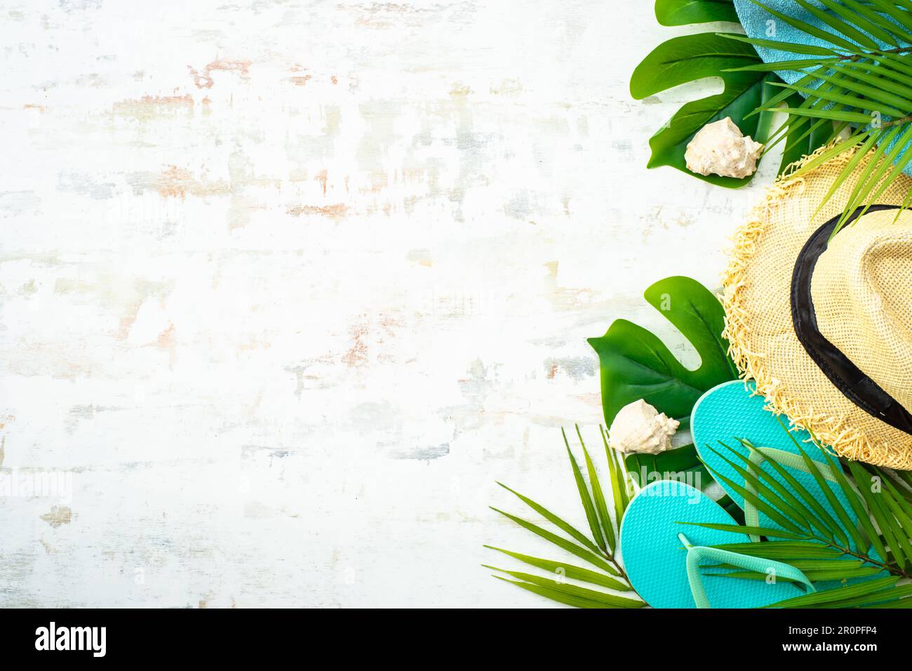 Summer flat lay background, sea vacation on white Stock Photo - Alamy