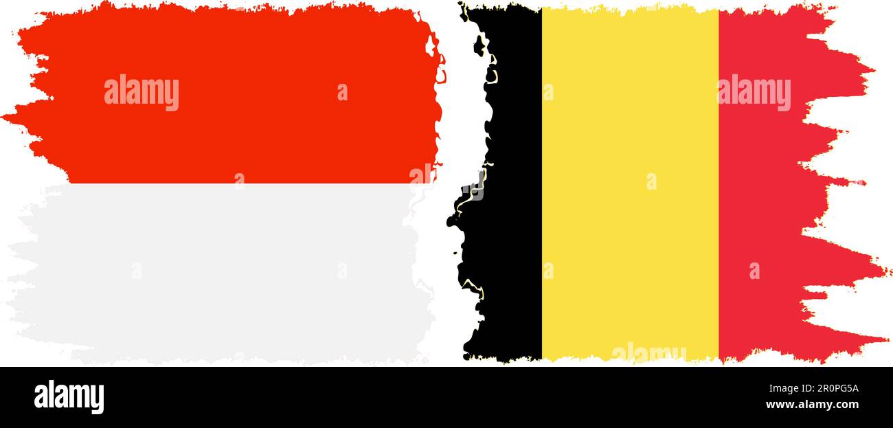 Belgium and Indonesia grunge flags connection, vector Stock Vector