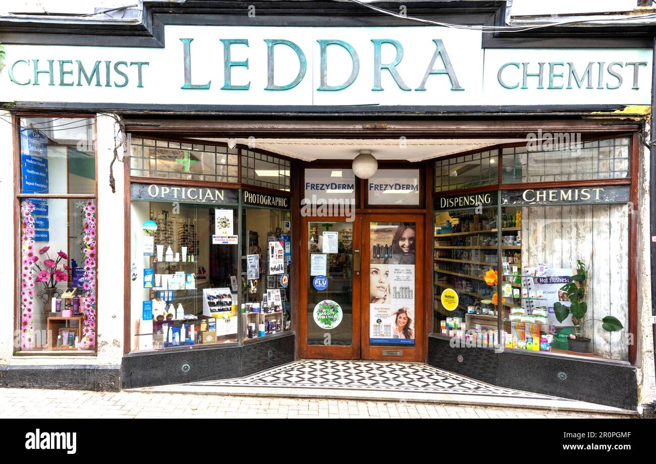 Leddra Chemist, 7 Fore Street, Saint Ives, Cornwall, England, UK. Stock Photo