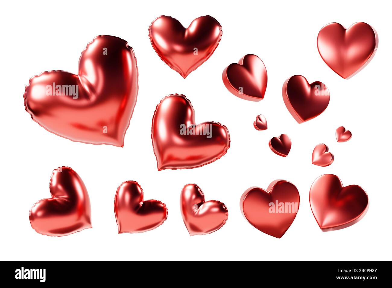 heart shape balloon isolated on white background 3d rendering Stock ...