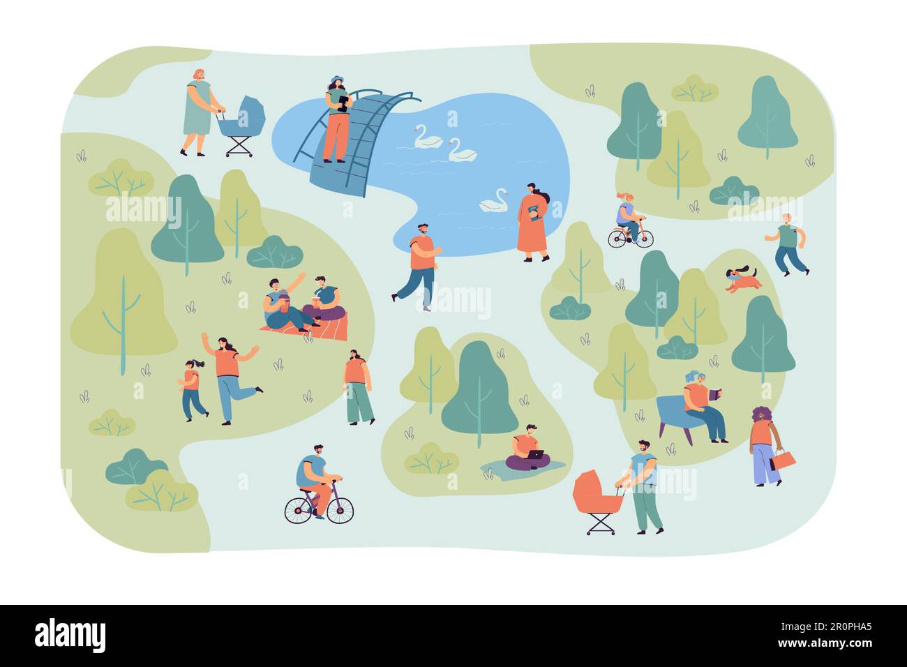 Happy different people walking in city park Stock Vector Image & Art ...