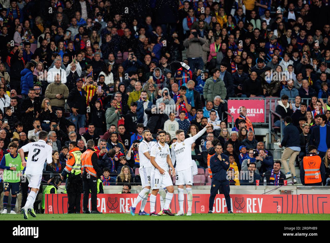 BARCELONA - APR 5: Real Madrid players celebrate a goal during the Copa del  Rey match between FC Barcelona and Real Madrid at the Spotify Camp Nou Sta  Stock Photo - Alamy