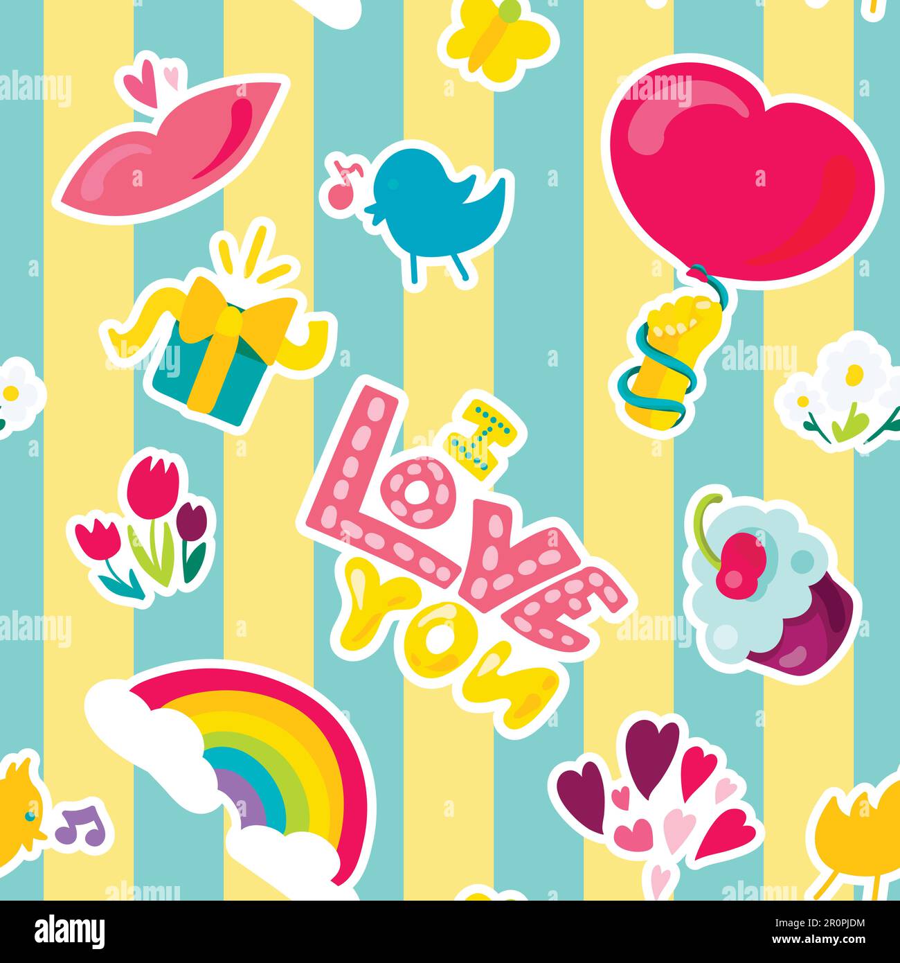 Vector Romantic Love Seamless Pattern in doodle style with shape. Girl ...