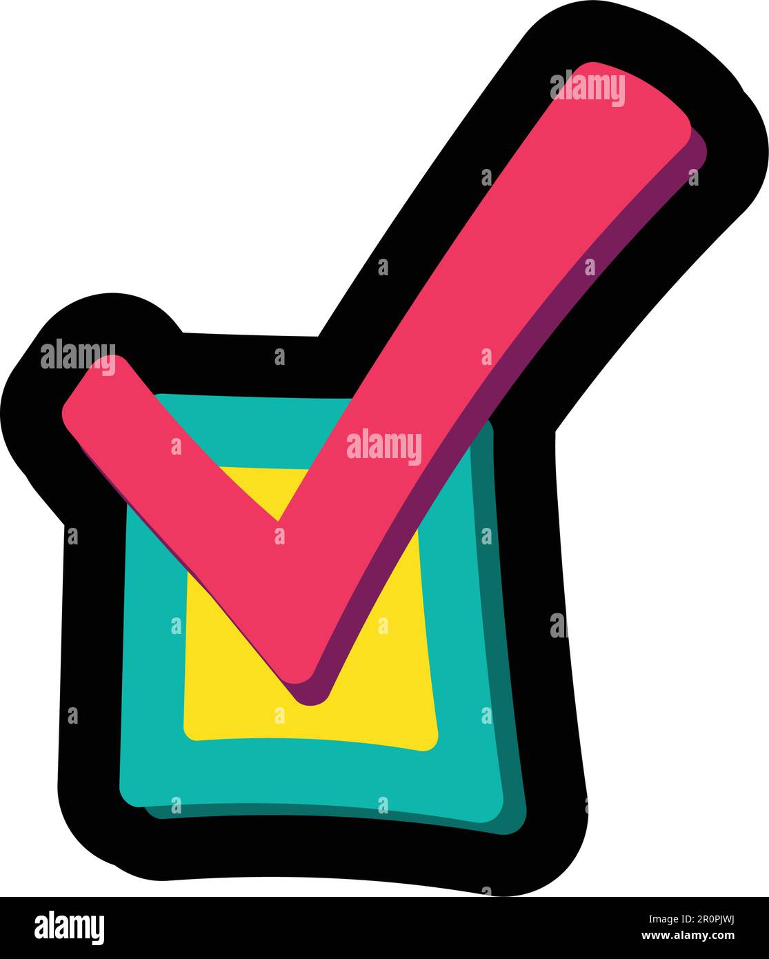 Checkbox flat color illustration. Checkmark, tick. Done, approved hand ...