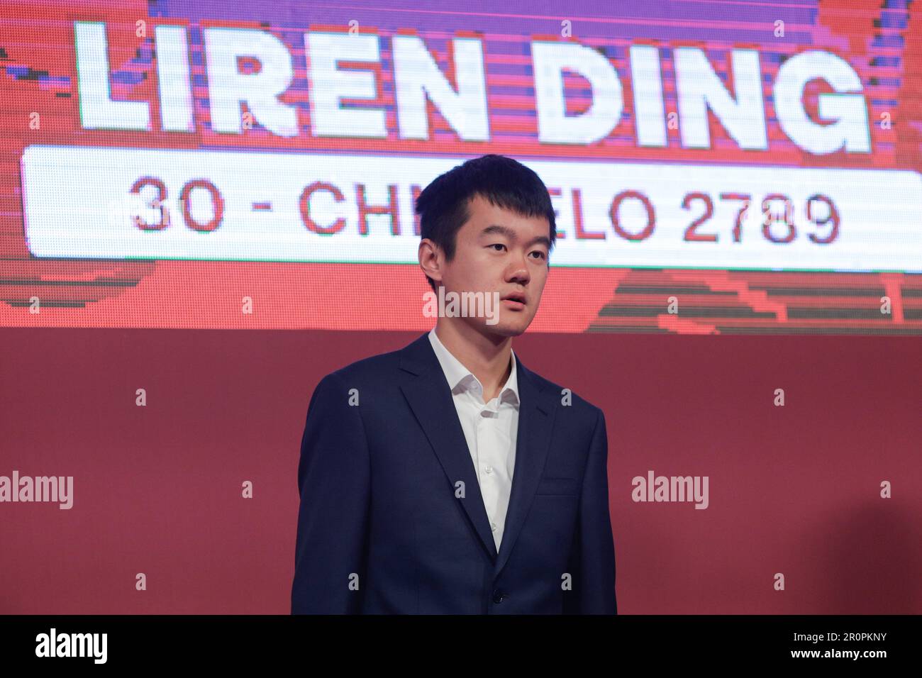 Bucharest, Romania - May 5, 2023: Ding Liren, a Chinese chess grandmaster and the reigning World Chess Champion, at the Grand Chess Tour 2023 - Superb Stock Photo