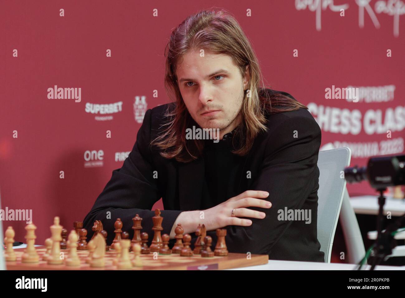 Bucharest, Romania - May 5, 2023: Chess grandmaster Richard Rapport at the Grand Chess Tour 2023 - Superbet Chess Classic. Stock Photo