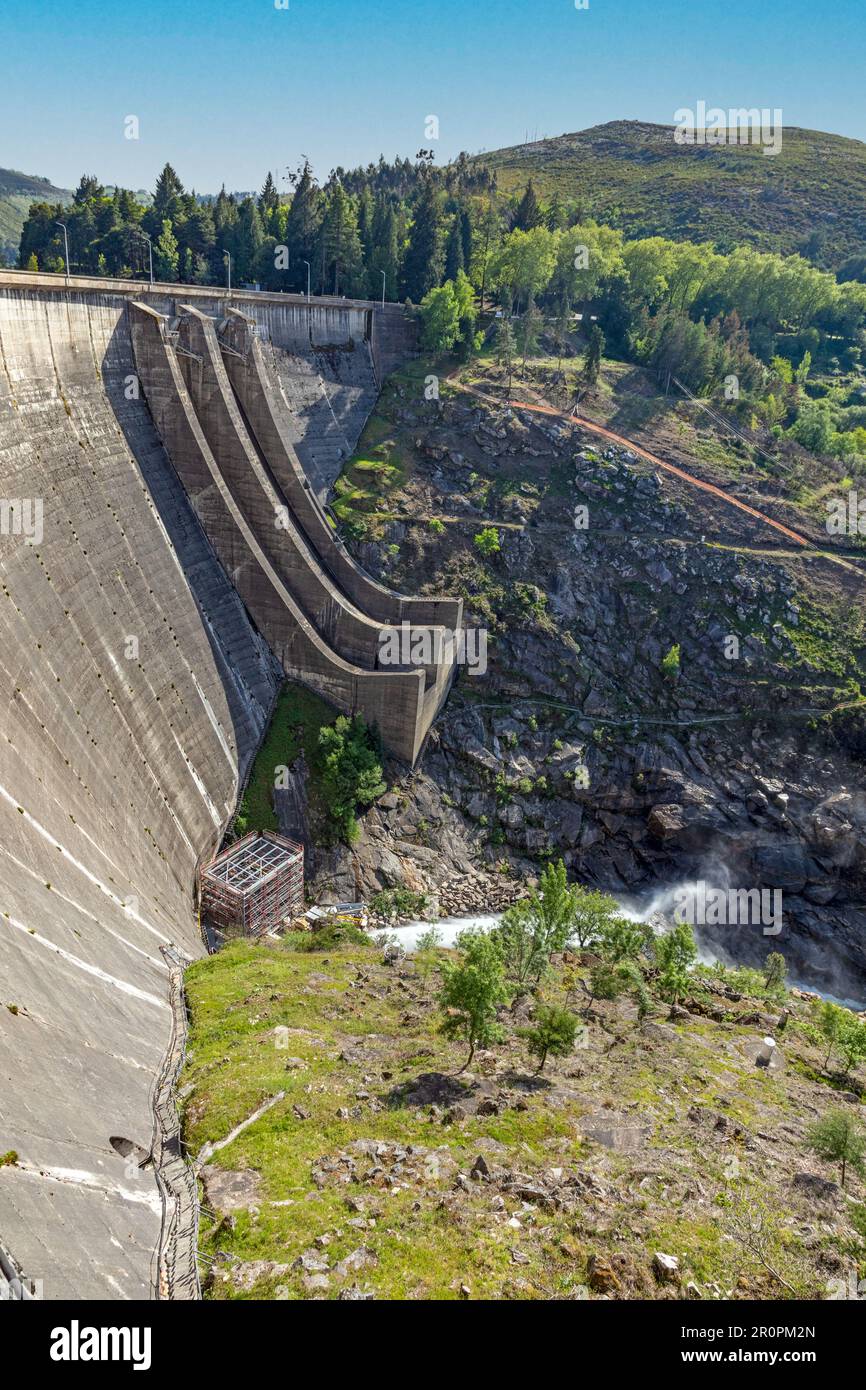 Hydropower dam in Peneda Geres, the only national park in Portugal, located in the Norte region. Stock Photo