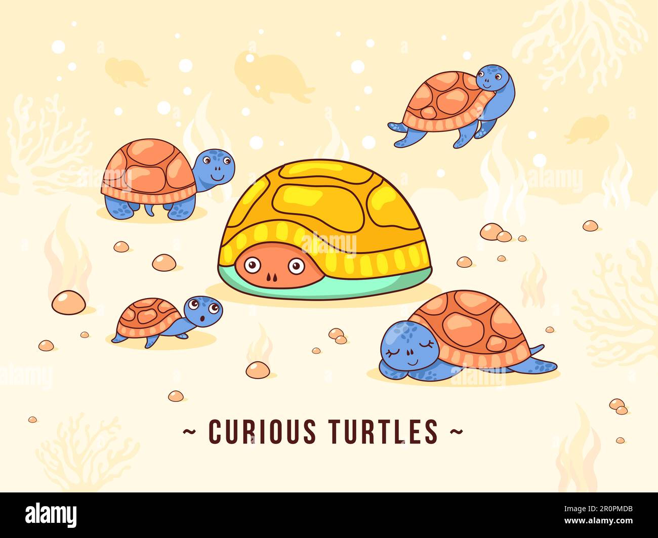 Light background design with cute little turtles Stock Vector Image 