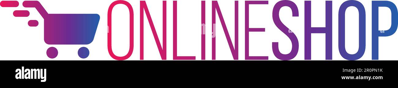 Online Shop Logo Template With Cart. Gradient style. Vector Stock Vector