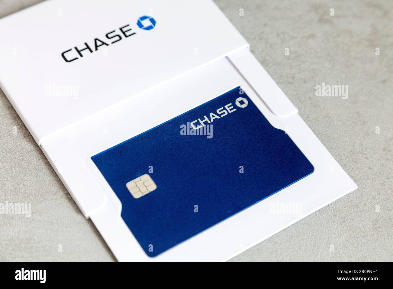 Blue Chase Bank cashback debit card Stock Photo