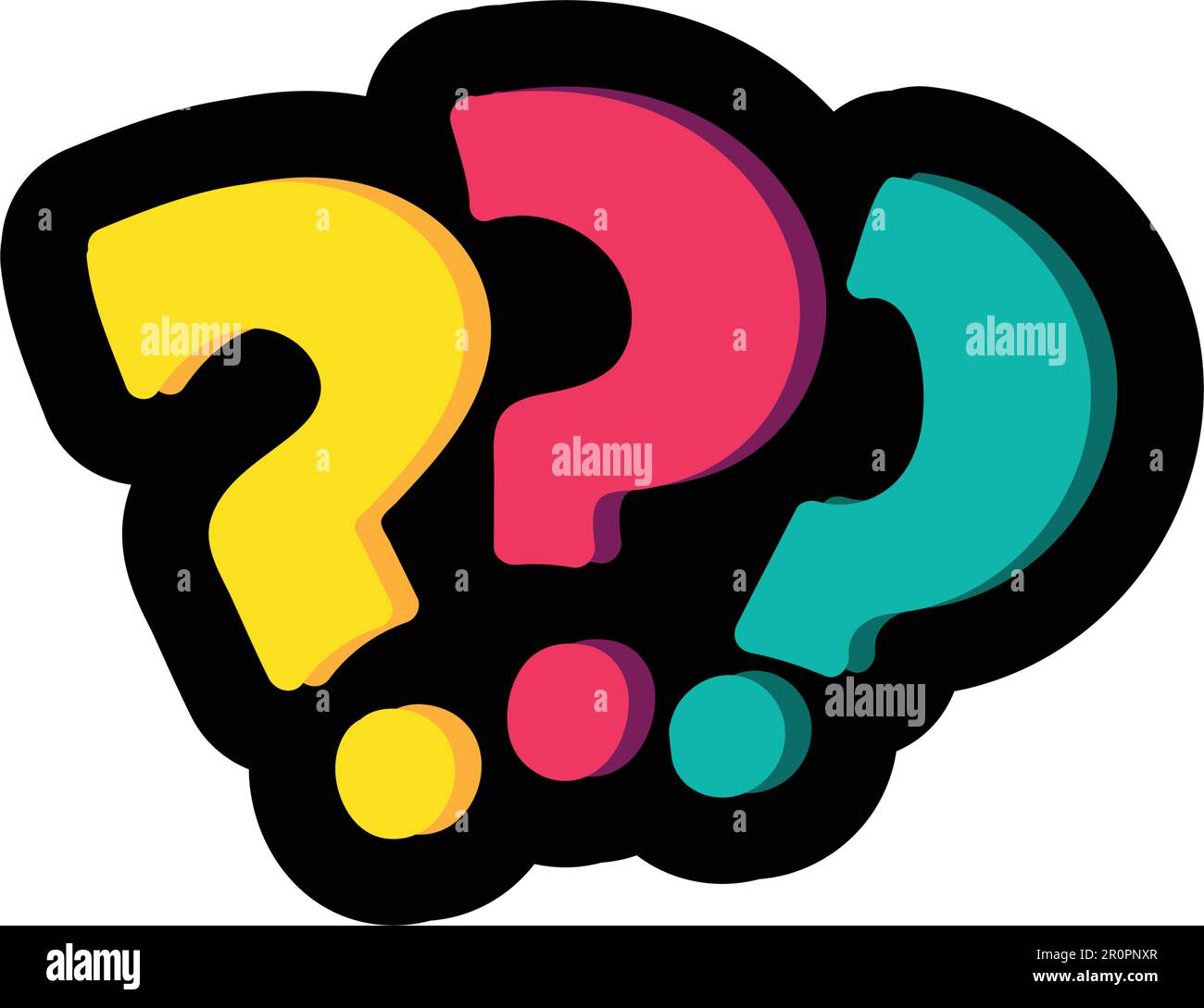 Question marks flat color illustration. FAQ, help. Interrogation signs