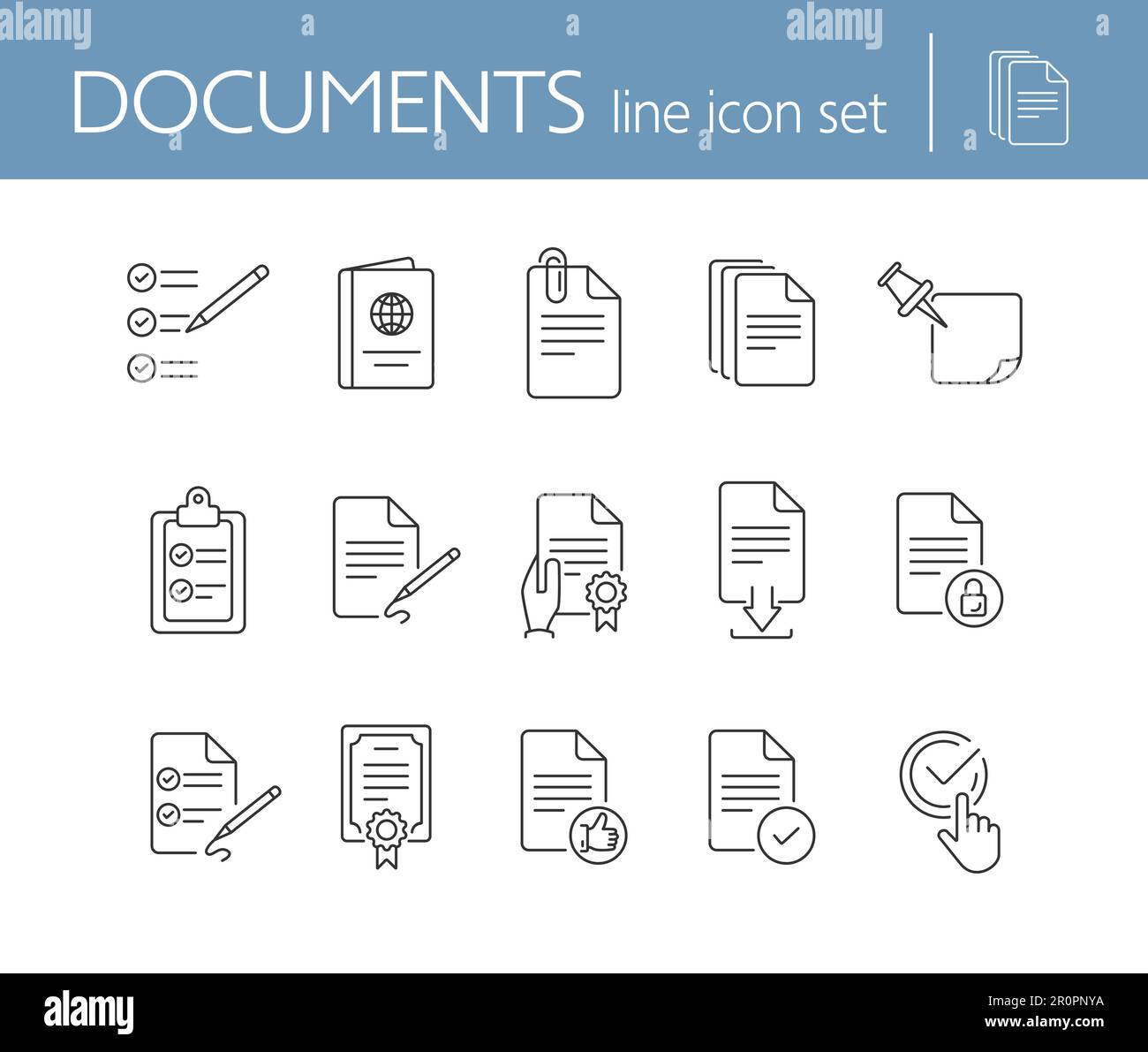Documents line icon set Stock Vector Image & Art - Alamy