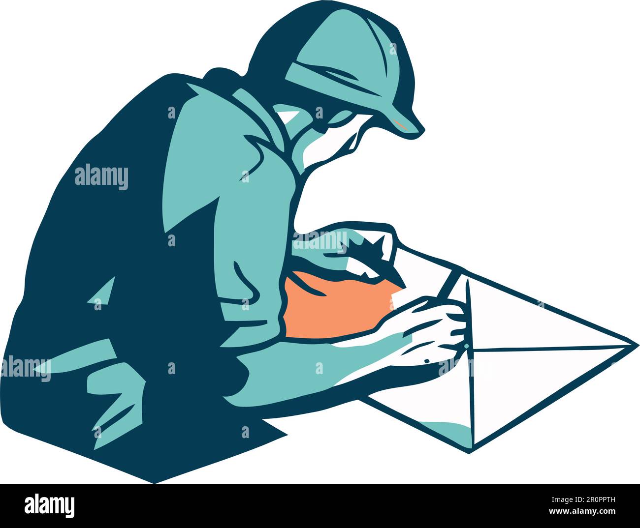 worker man with blueprint working Stock Vector Image & Art - Alamy