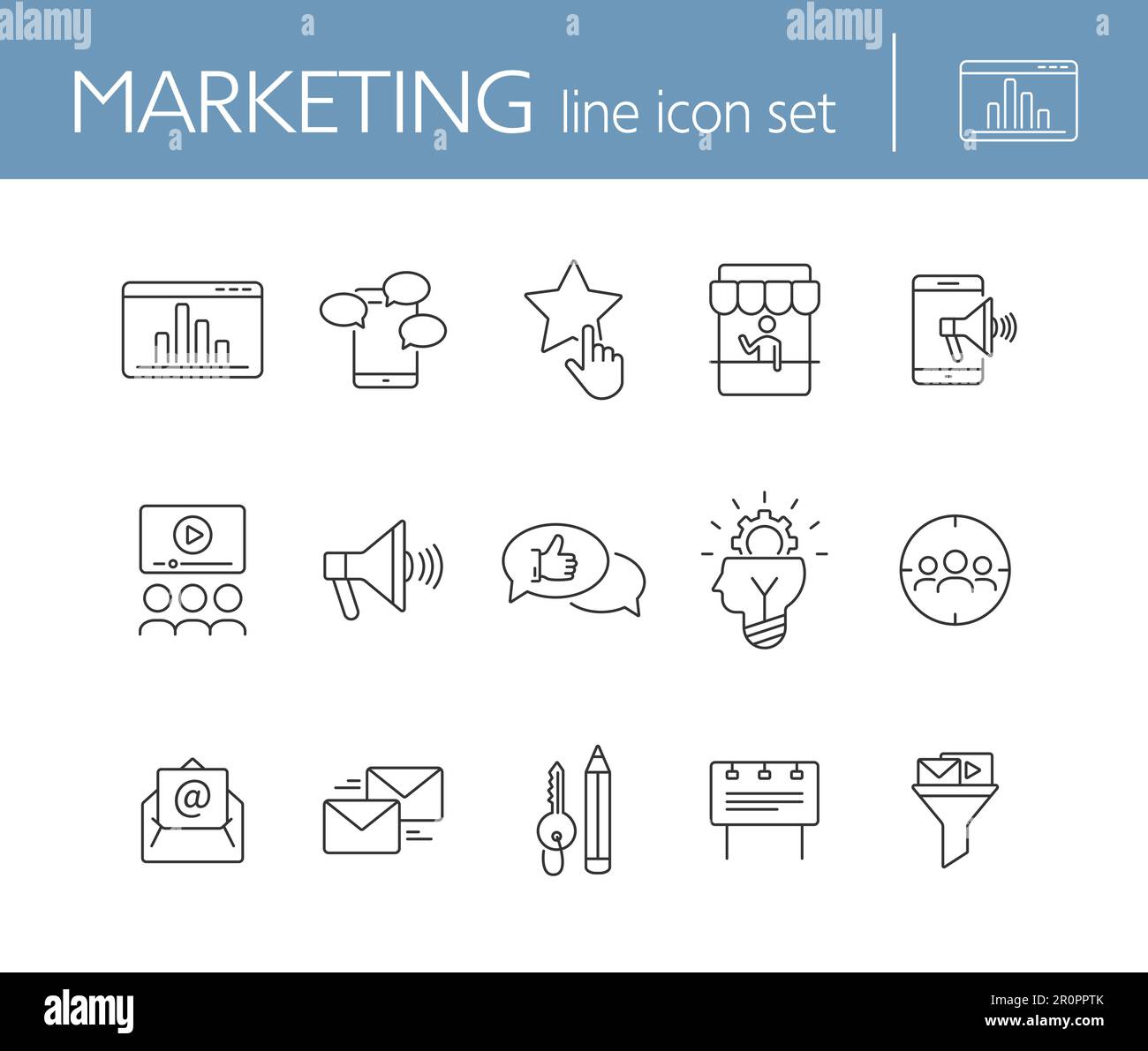 Marketing line icon set Stock Vector Image & Art - Alamy