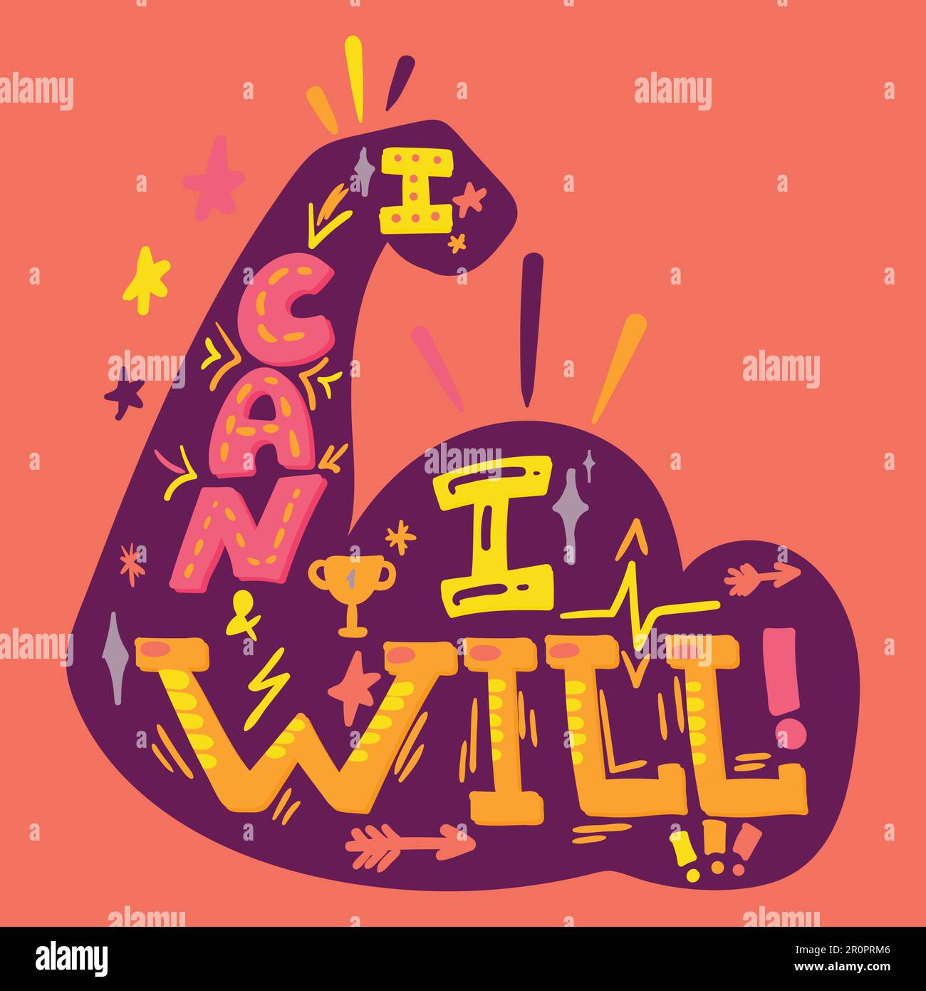 I Can And I Will. Sport Motivation. Hipster flat super slogan. Inspire text design.Vector Stock Vector