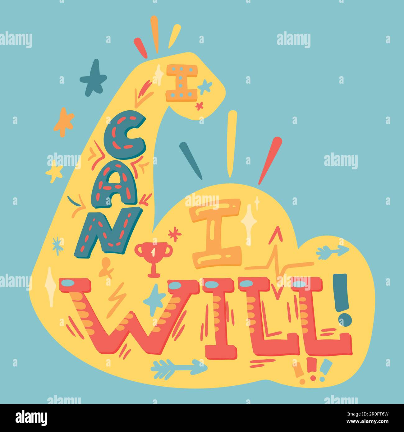 I Can And I Will. Sport Motivation. Hipster flat super slogan. Inspire text design.Vector Stock Vector