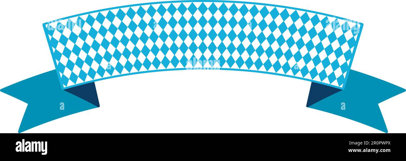 Oktoberfest simple ribbon for banner and headline in bavarian colors. Bar blue ribbon. Vector Stock Vector